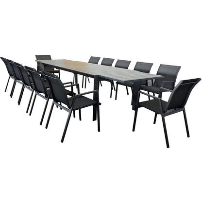 Iberia 230-345cm Aluminium Outdoor Extendable Dining Table Charcoal - Cosy Abode
