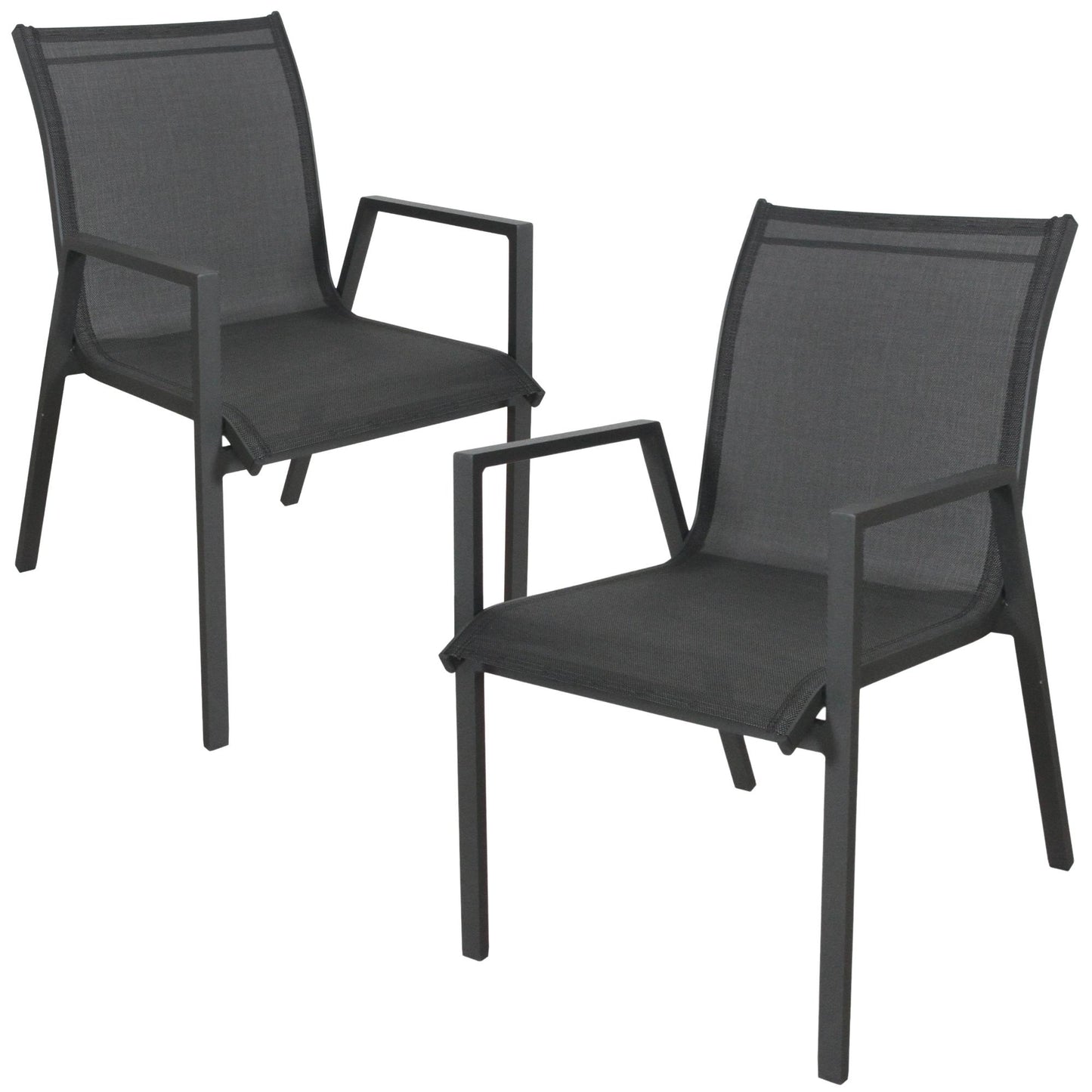 Iberia 2pc Set Aluminium Outdoor Dining Table Chair Charcoal - Cosy Abode