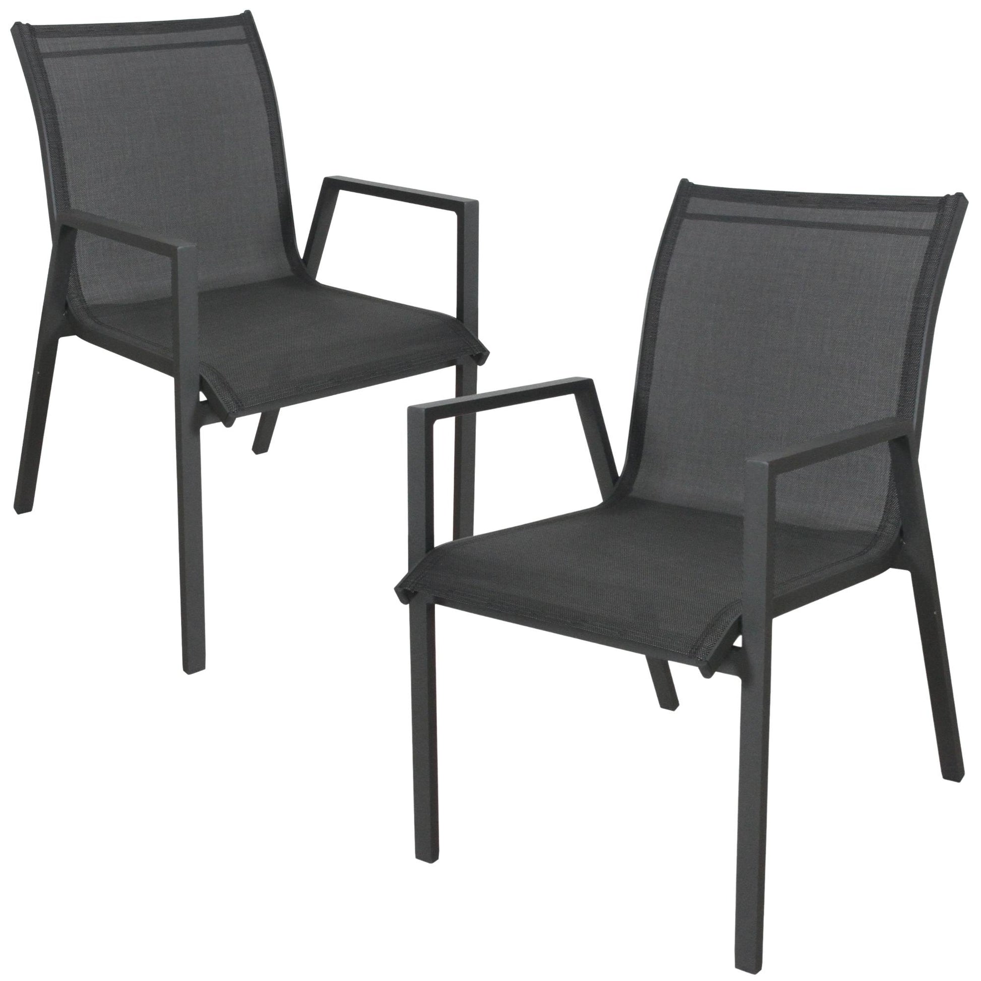 Iberia 2pc Set Aluminium Outdoor Dining Table Chair Charcoal - Cosy Abode