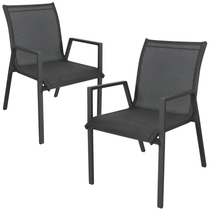 Iberia 2pc Set Aluminium Outdoor Dining Table Chair Charcoal - Cosy Abode