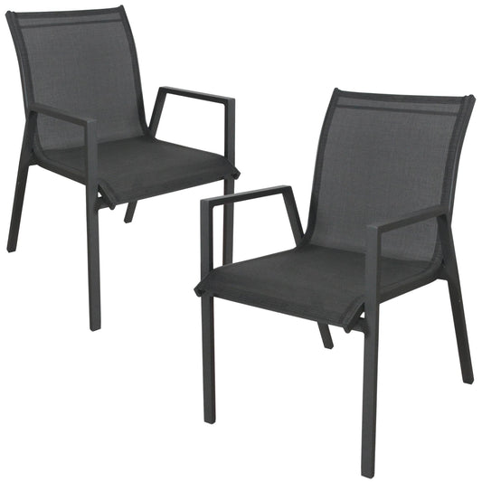 Iberia 2pc Set Aluminium Outdoor Dining Table Chair Charcoal - Cosy Abode