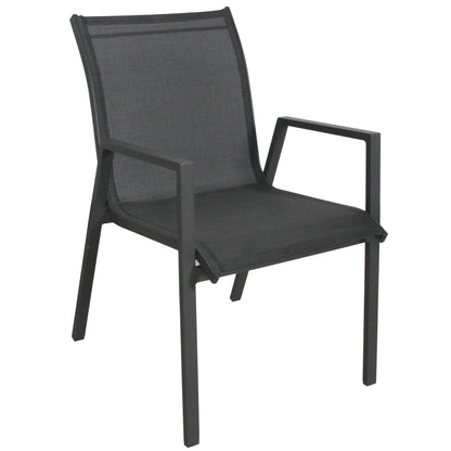 Iberia 2pc Set Aluminium Outdoor Dining Table Chair Charcoal - Cosy Abode