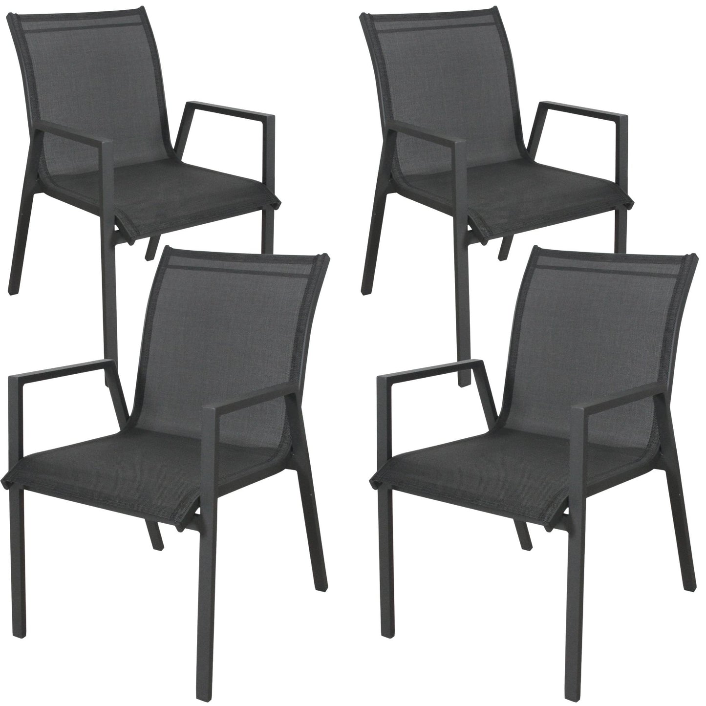 Iberia 4pc Set Aluminium Outdoor Dining Table Chair Charcoal - Cosy Abode