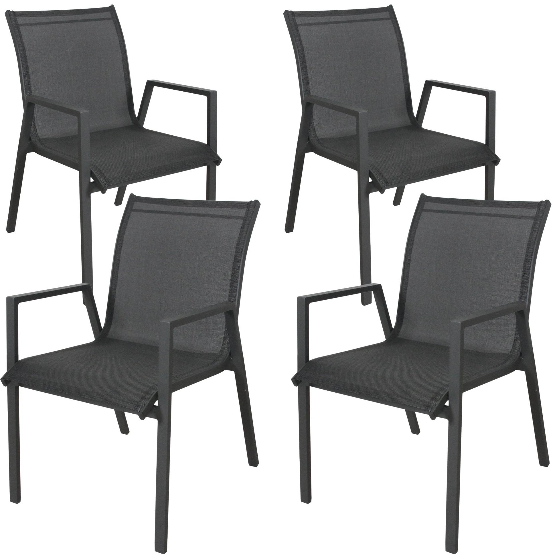Iberia 4pc Set Aluminium Outdoor Dining Table Chair Charcoal - Cosy Abode
