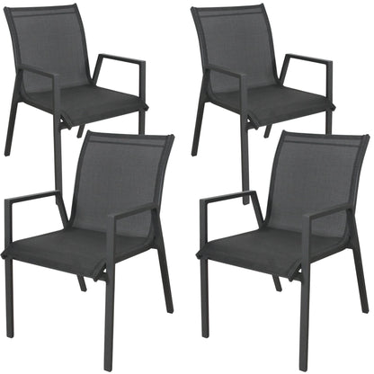 Iberia 4pc Set Aluminium Outdoor Dining Table Chair Charcoal - Cosy Abode