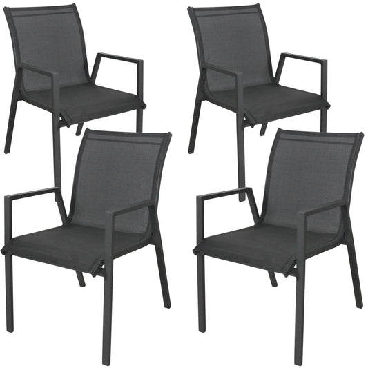 Iberia 4pc Set Aluminium Outdoor Dining Table Chair Charcoal - Cosy Abode