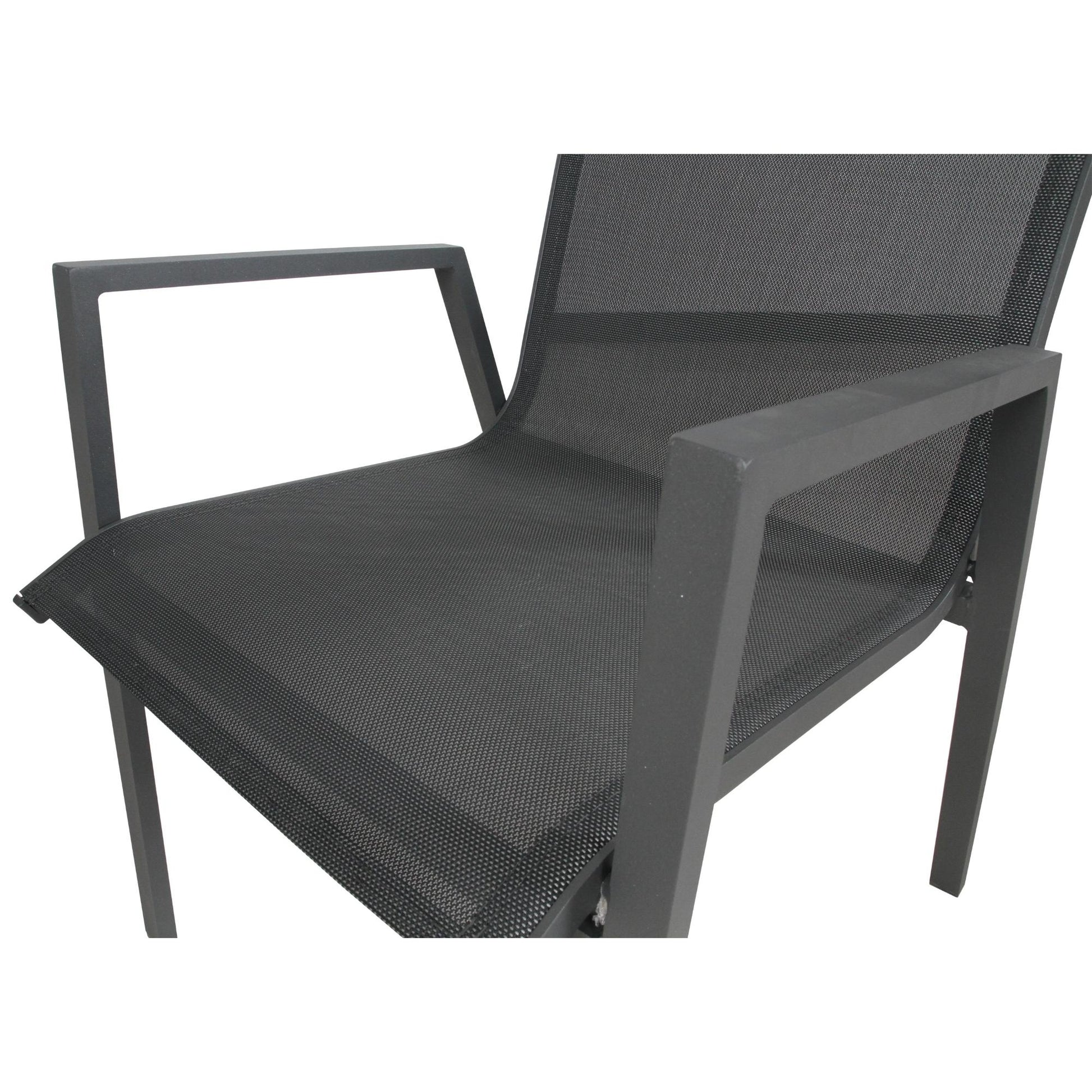 Iberia 4pc Set Aluminium Outdoor Dining Table Chair Charcoal - Cosy Abode
