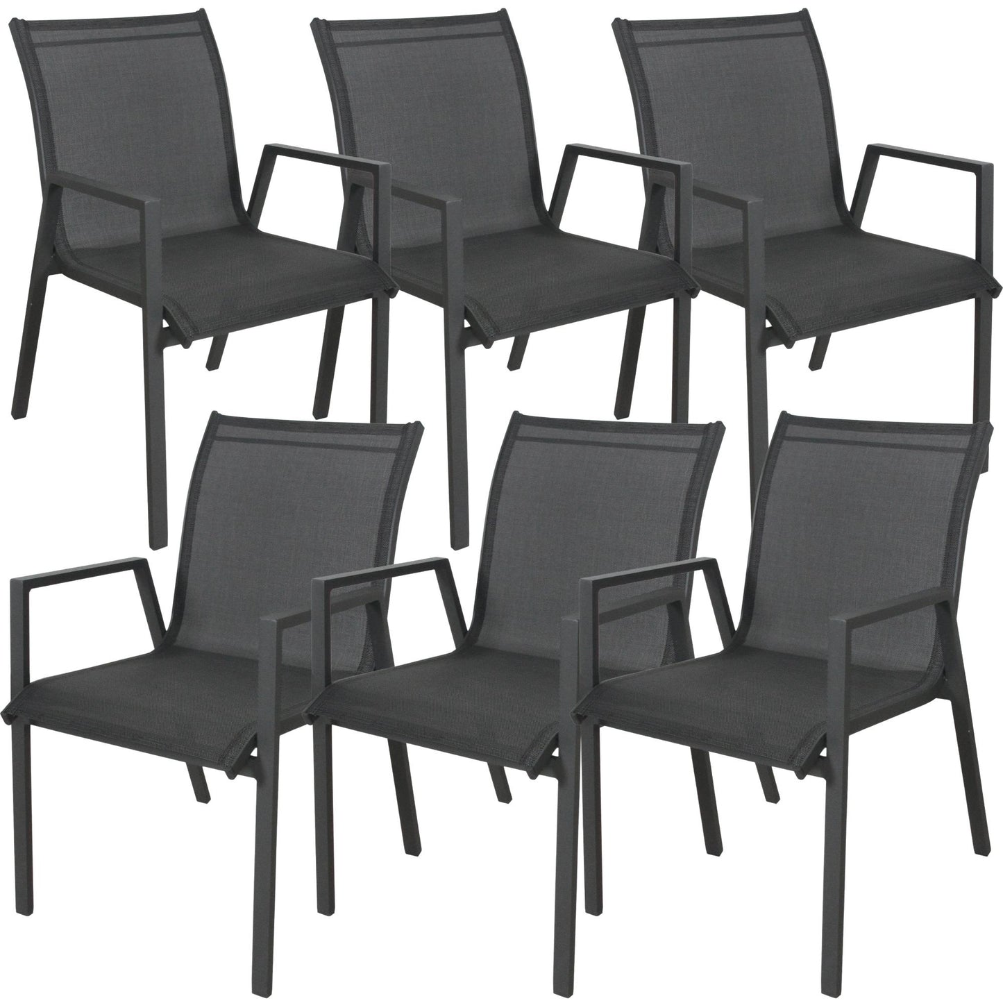 Iberia 6pc Set Aluminium Outdoor Dining Table Chair Charcoal - Cosy Abode