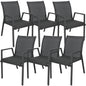 Iberia 6pc Set Aluminium Outdoor Dining Table Chair Charcoal - Cosy Abode