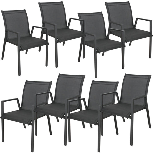 Iberia 8pc Set Aluminium Outdoor Dining Table Chair Charcoal - Cosy Abode