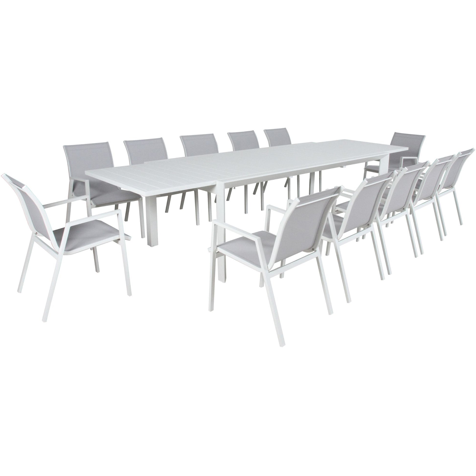 Iberia 230-345cm Aluminium Outdoor Extendable Dining Table White - Cosy Abode