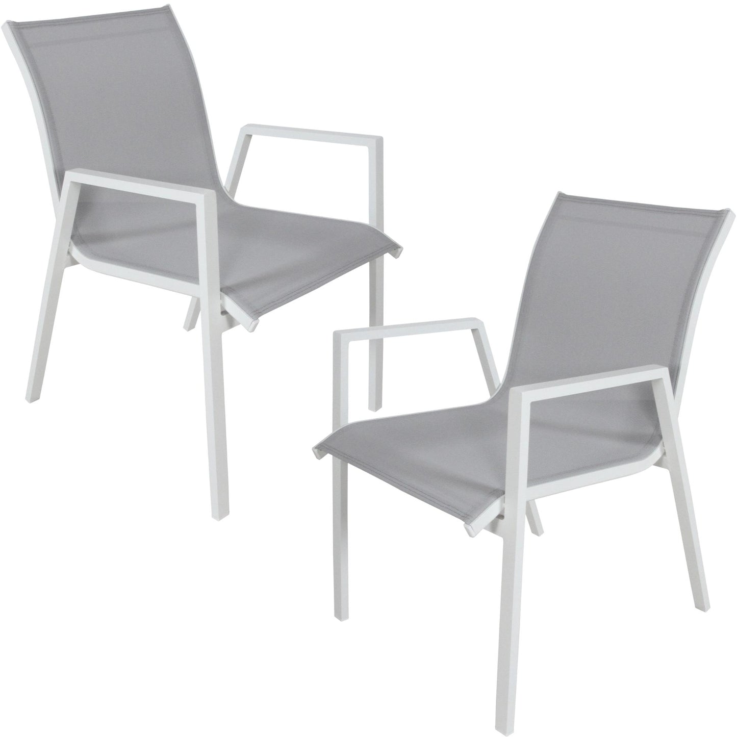 Iberia 2pc Set Aluminium Outdoor Dining Table Chair White - Cosy Abode