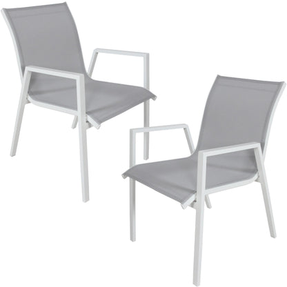 Iberia 2pc Set Aluminium Outdoor Dining Table Chair White - Cosy Abode