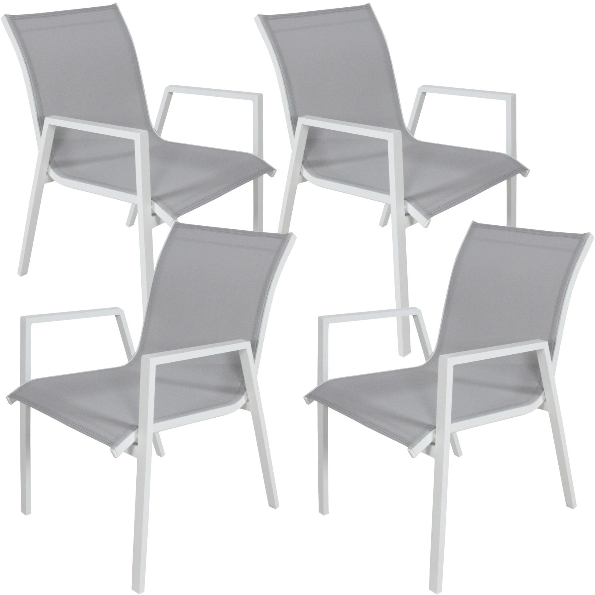 Iberia 4pc Set Aluminium Outdoor Dining Table Chair White - Cosy Abode