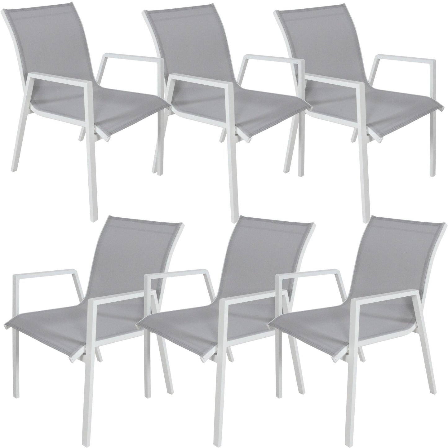 Iberia 6pc Set Aluminium Outdoor Dining Table Chair White - Cosy Abode