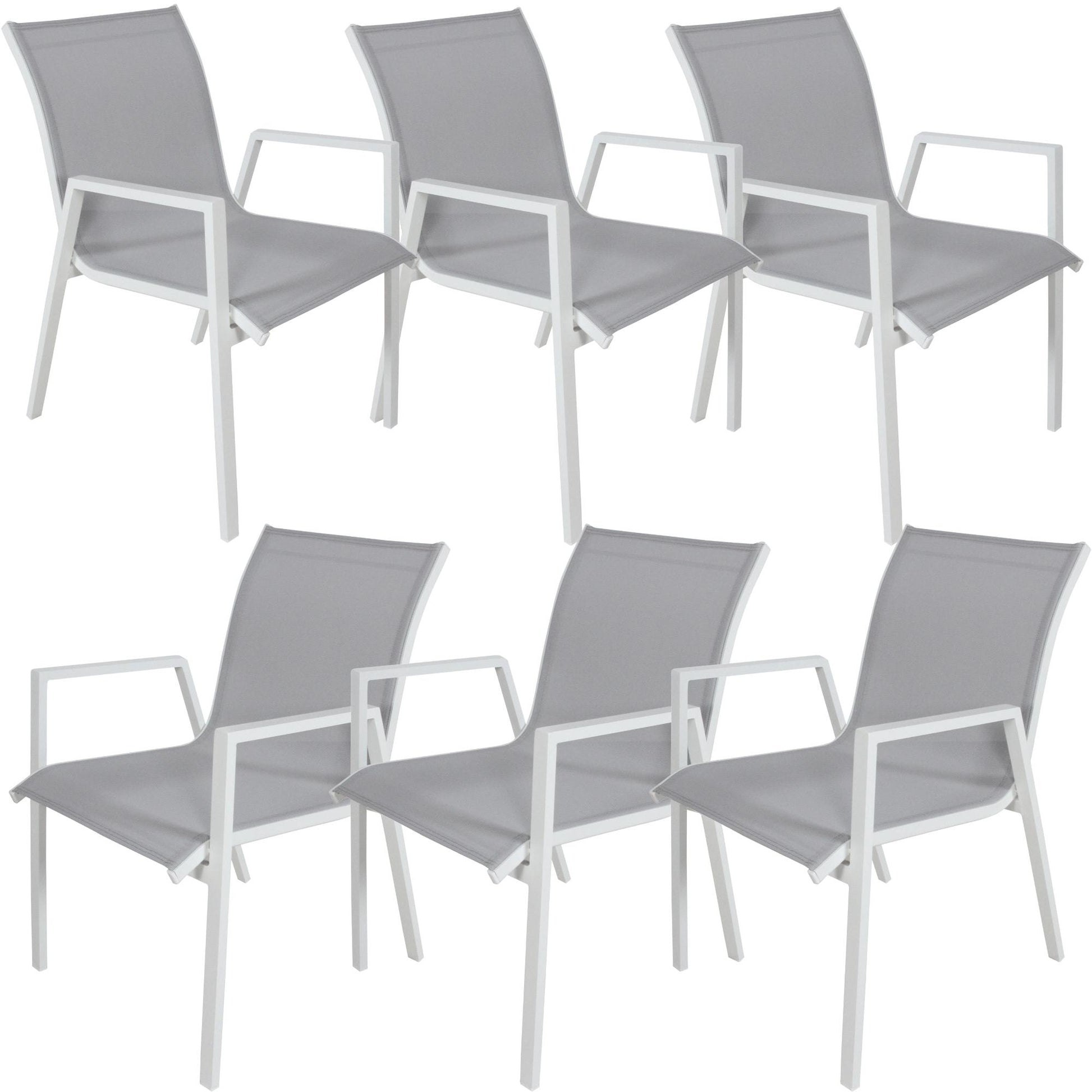 Iberia 6pc Set Aluminium Outdoor Dining Table Chair White - Cosy Abode