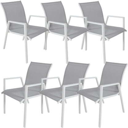Iberia 6pc Set Aluminium Outdoor Dining Table Chair White - Cosy Abode