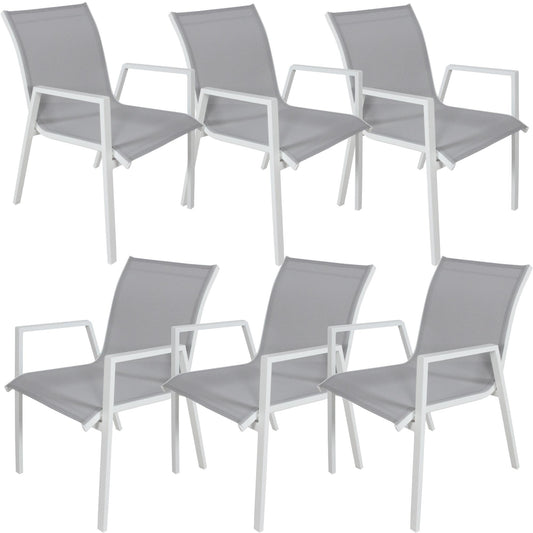 Iberia 6pc Set Aluminium Outdoor Dining Table Chair White - Cosy Abode