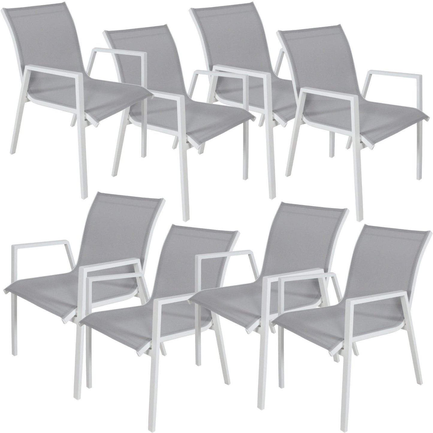 Iberia 8pc Set Aluminium Outdoor Dining Table Chair White - Cosy Abode