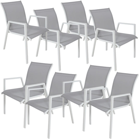 Iberia 8pc Set Aluminium Outdoor Dining Table Chair White - Cosy Abode