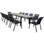 Iberia 13pc 230-345cm Aluminium Outdoor Extensible Dining Table Chair Charcoal - Cosy Abode