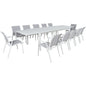 Iberia 13pc 230-345cm Aluminium Outdoor Extendable Dining Table Chair White - Cosy Abode