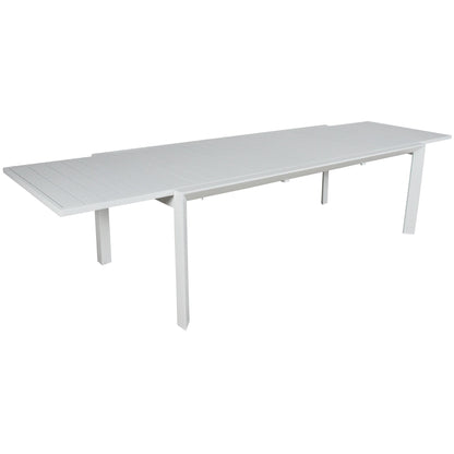 Iberia 13pc 230-345cm Aluminium Outdoor Extendable Dining Table Chair White - Cosy Abode