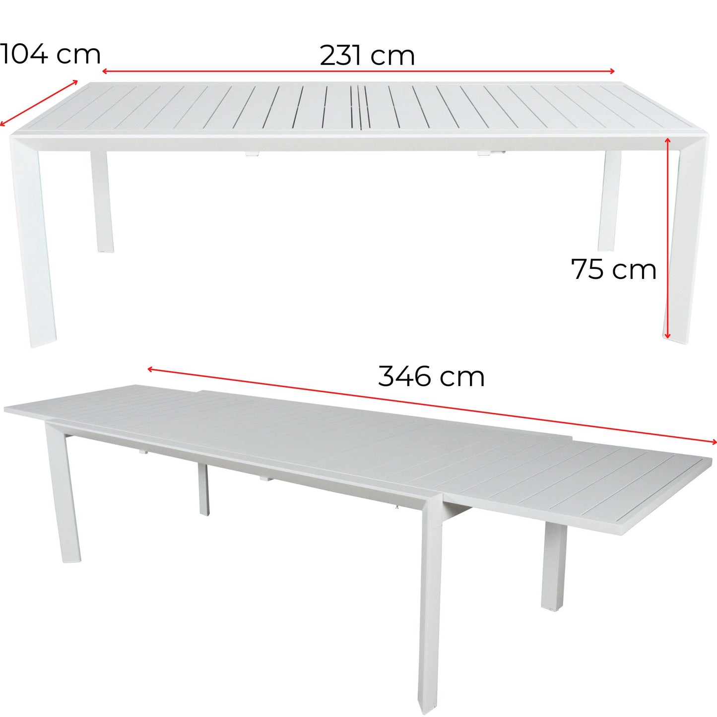 Iberia 13pc 230-345cm Aluminium Outdoor Extendable Dining Table Chair White - Cosy Abode
