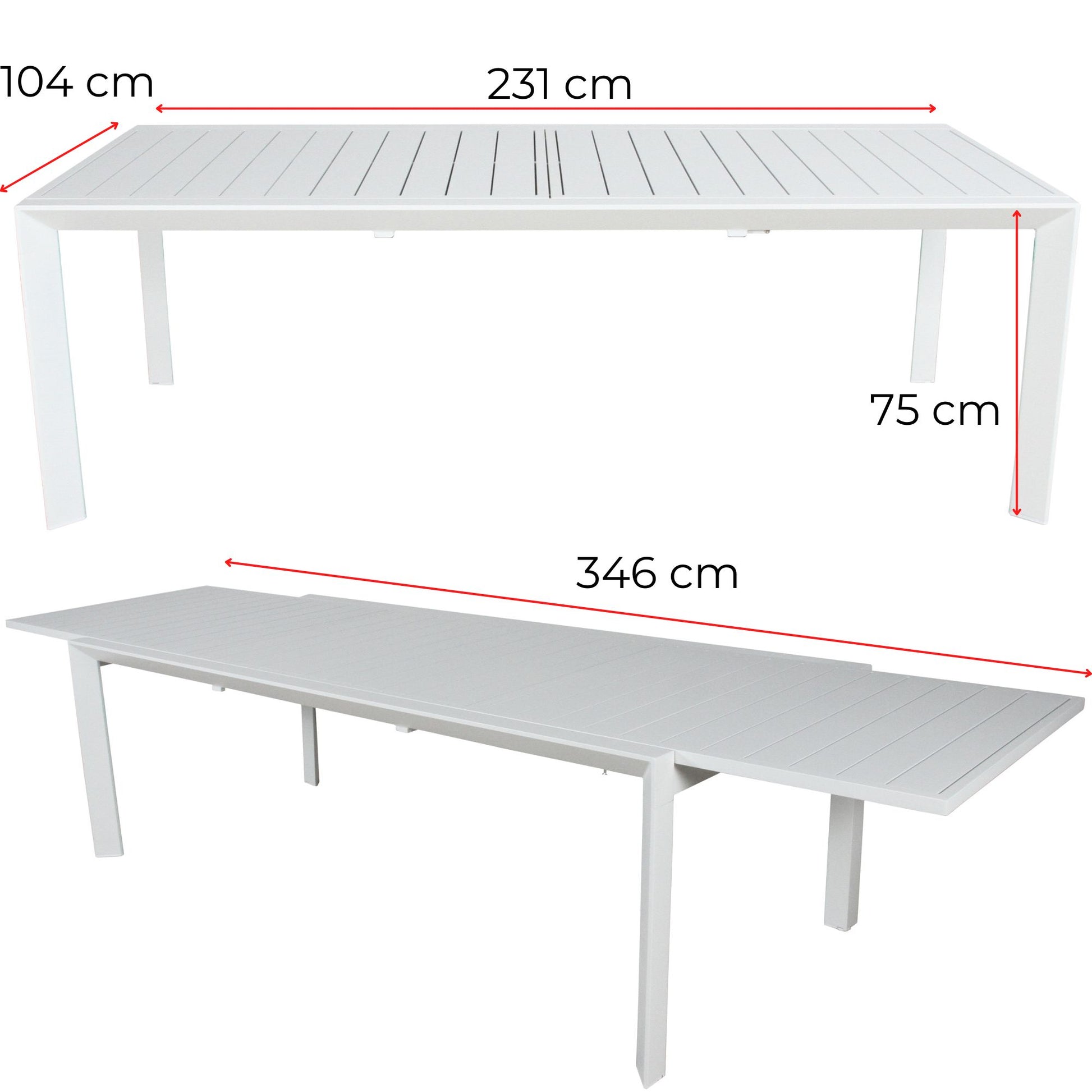 Iberia 13pc 230-345cm Aluminium Outdoor Extendable Dining Table Chair White - Cosy Abode