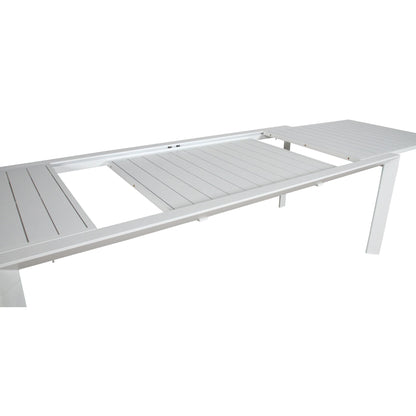 Iberia 13pc 230-345cm Aluminium Outdoor Extendable Dining Table Chair White - Cosy Abode