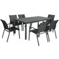 Iberia 7pc Set 178cm Aluminium Outdoor Dining Table Chair Charcoal - Cosy Abode
