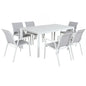 Iberia 7pc Set 178cm Aluminium Outdoor Dining Table Chair White - Cosy Abode