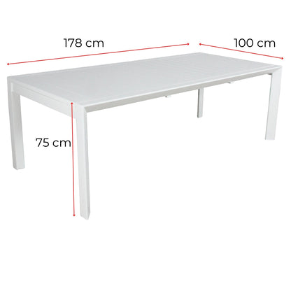 Iberia 7pc Set 178cm Aluminium Outdoor Dining Table Chair White - Cosy Abode