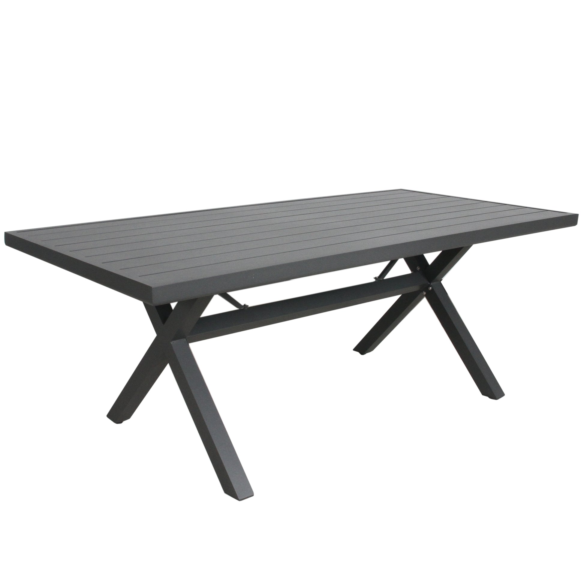 Percy 200cm Outdoor Trestle Dining Table Aluminium Frame Grey - Cosy Abode
