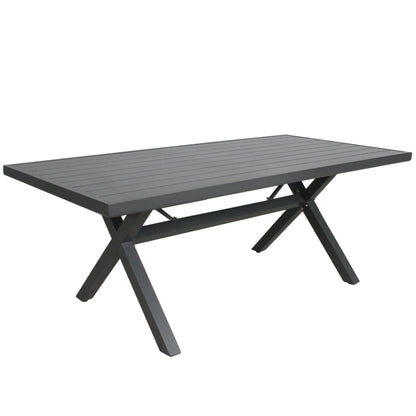 Percy 200cm Outdoor Trestle Dining Table Aluminium Frame Grey - Cosy Abode
