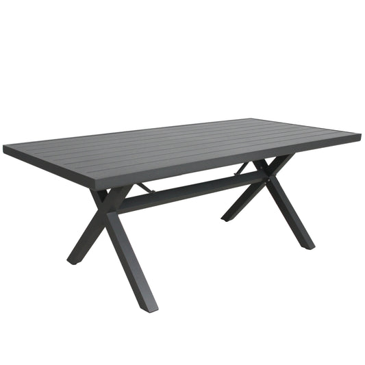 Percy 200cm Outdoor Trestle Dining Table Aluminium Frame Grey - Cosy Abode