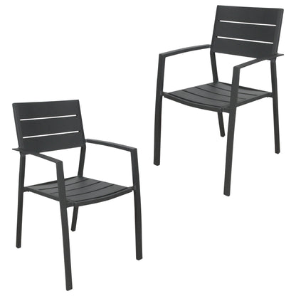 Percy 2pc Set Outdoor Dining Table Chair Aluminium Frame Grey - Cosy Abode