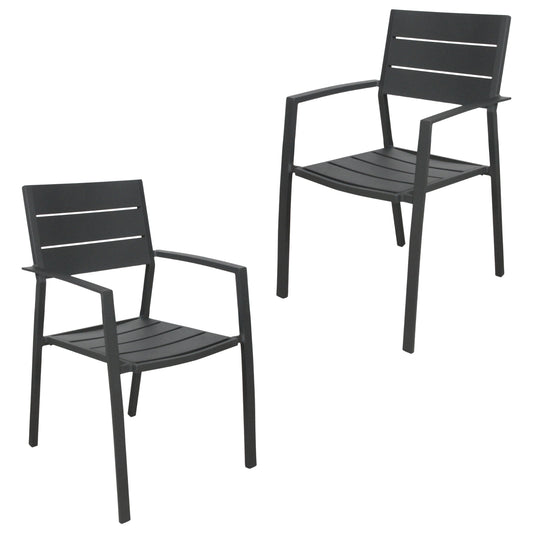 Percy 2pc Set Outdoor Dining Table Chair Aluminium Frame Grey - Cosy Abode
