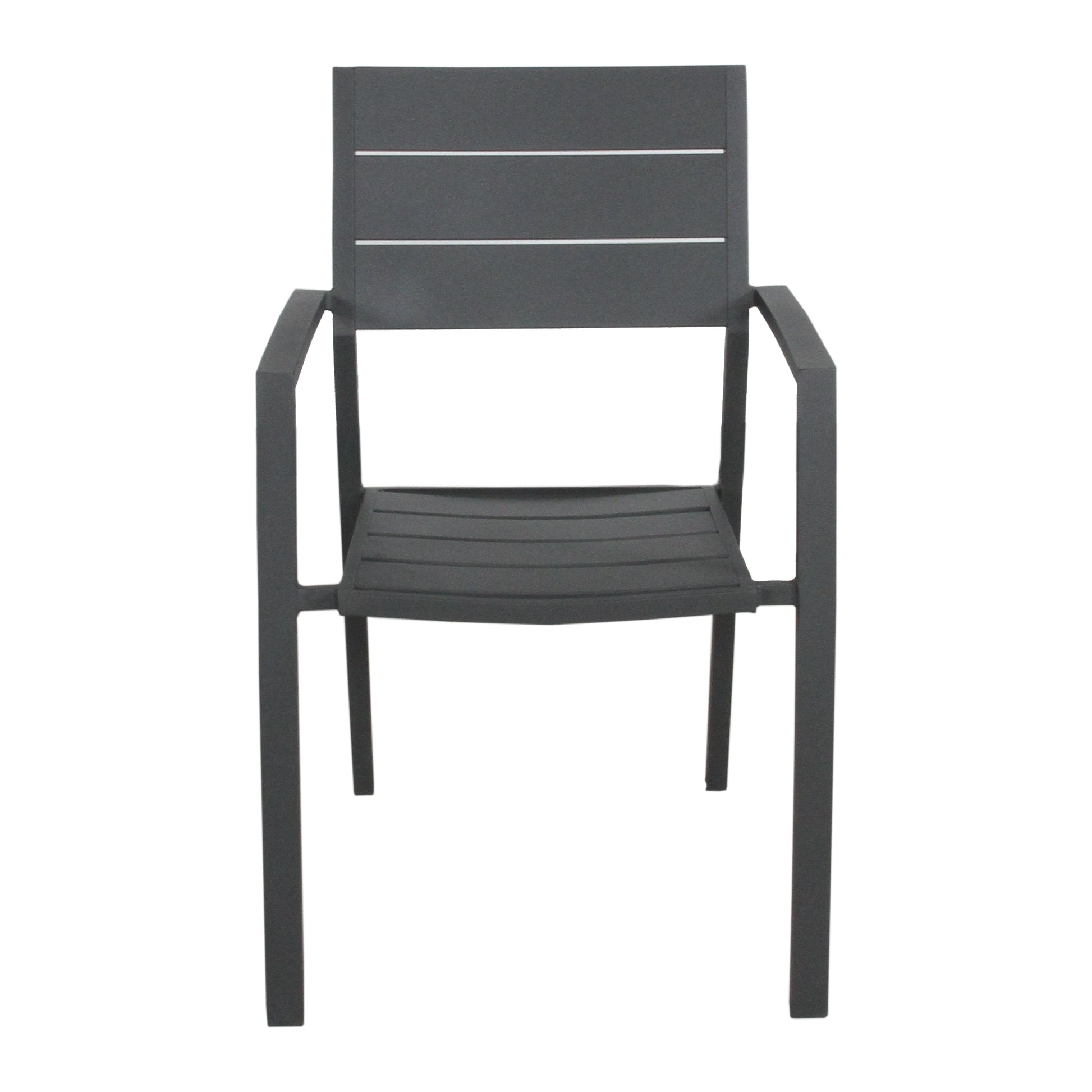 Percy 2pc Set Outdoor Dining Table Chair Aluminium Frame Grey - Cosy Abode