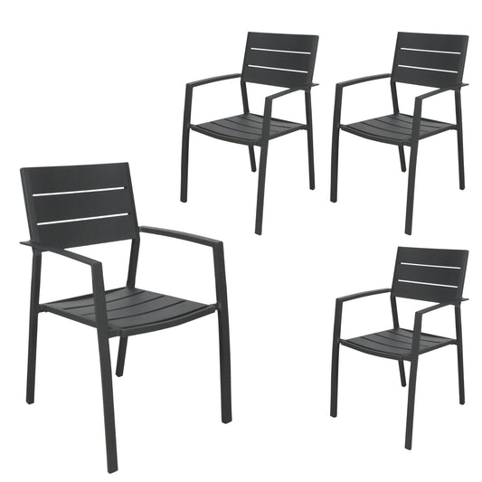 Percy 4pc Set Outdoor Dining Table Chair Aluminium Frame Grey - Cosy Abode