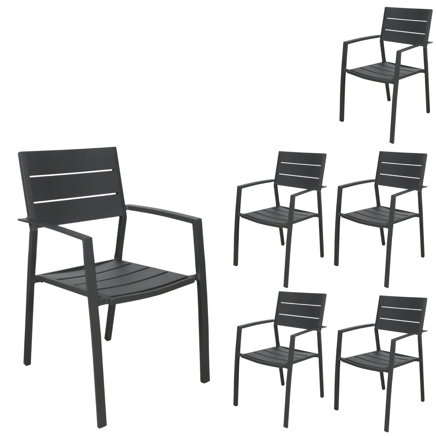 Percy 6pc Set Outdoor Dining Table Chair Aluminium Frame Grey - Cosy Abode