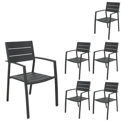 Percy 6pc Set Outdoor Dining Table Chair Aluminium Frame Grey - Cosy Abode