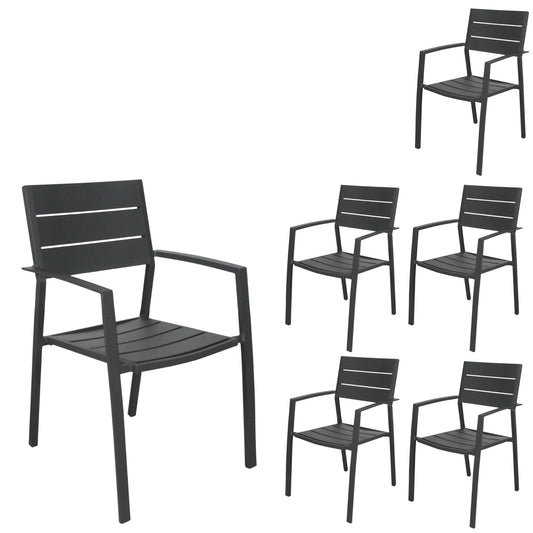 Percy 6pc Set Outdoor Dining Table Chair Aluminium Frame Grey - Cosy Abode