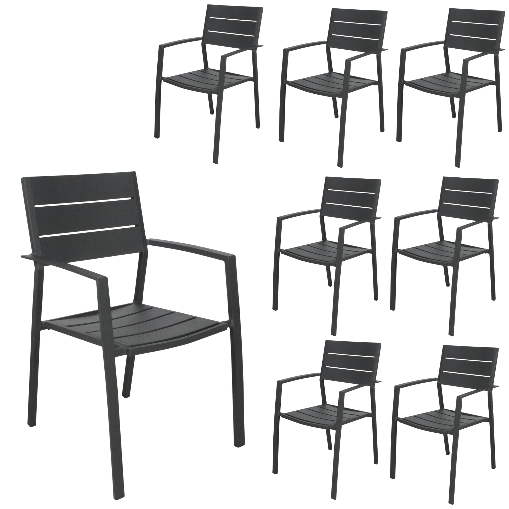 Percy 8pc Set Outdoor Dining Table Chair Aluminium Frame Grey - Cosy Abode