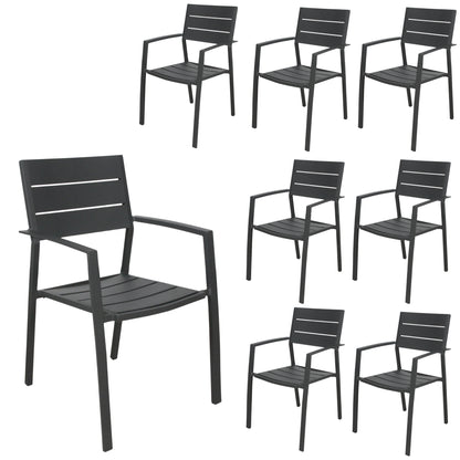 Percy 8pc Set Outdoor Dining Table Chair Aluminium Frame Grey - Cosy Abode