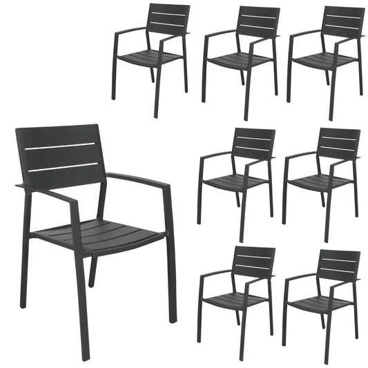 Percy 8pc Set Outdoor Dining Table Chair Aluminium Frame Grey - Cosy Abode