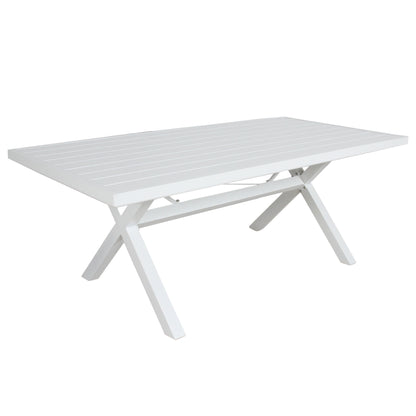 Percy 200cm Outdoor Trestle Dining Table Aluminium Frame White - Cosy Abode