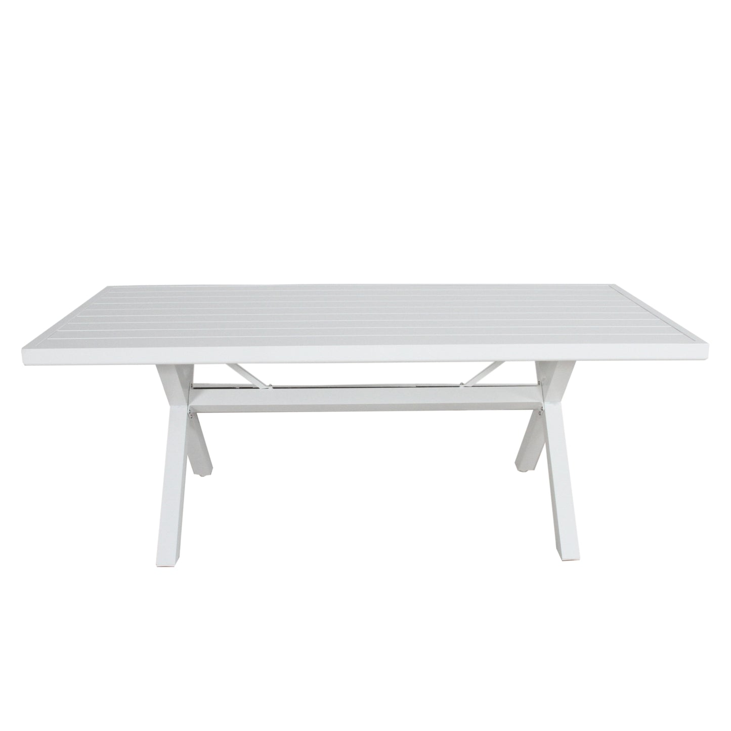 Percy 200cm Outdoor Trestle Dining Table Aluminium Frame White - Cosy Abode