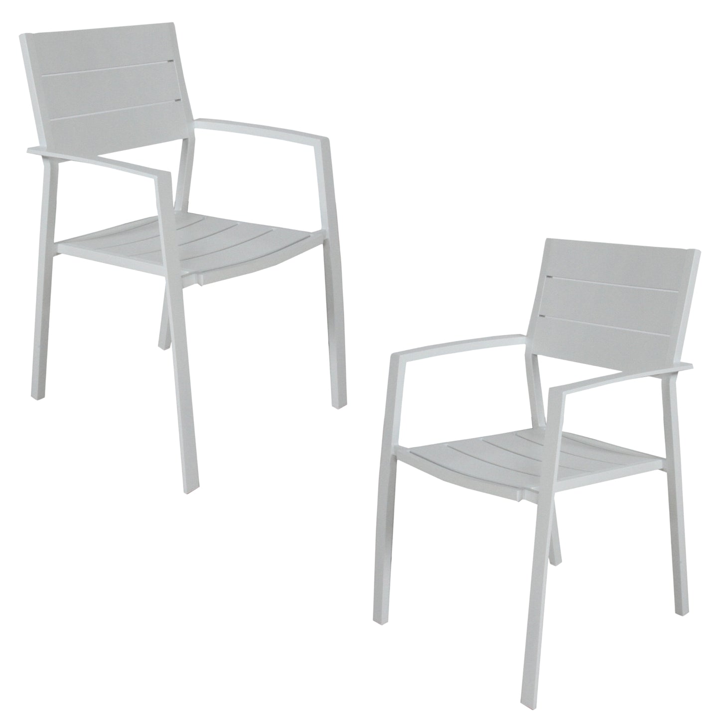 Percy 2pc Set Outdoor Dining Table Chair Aluminium Frame White - Cosy Abode