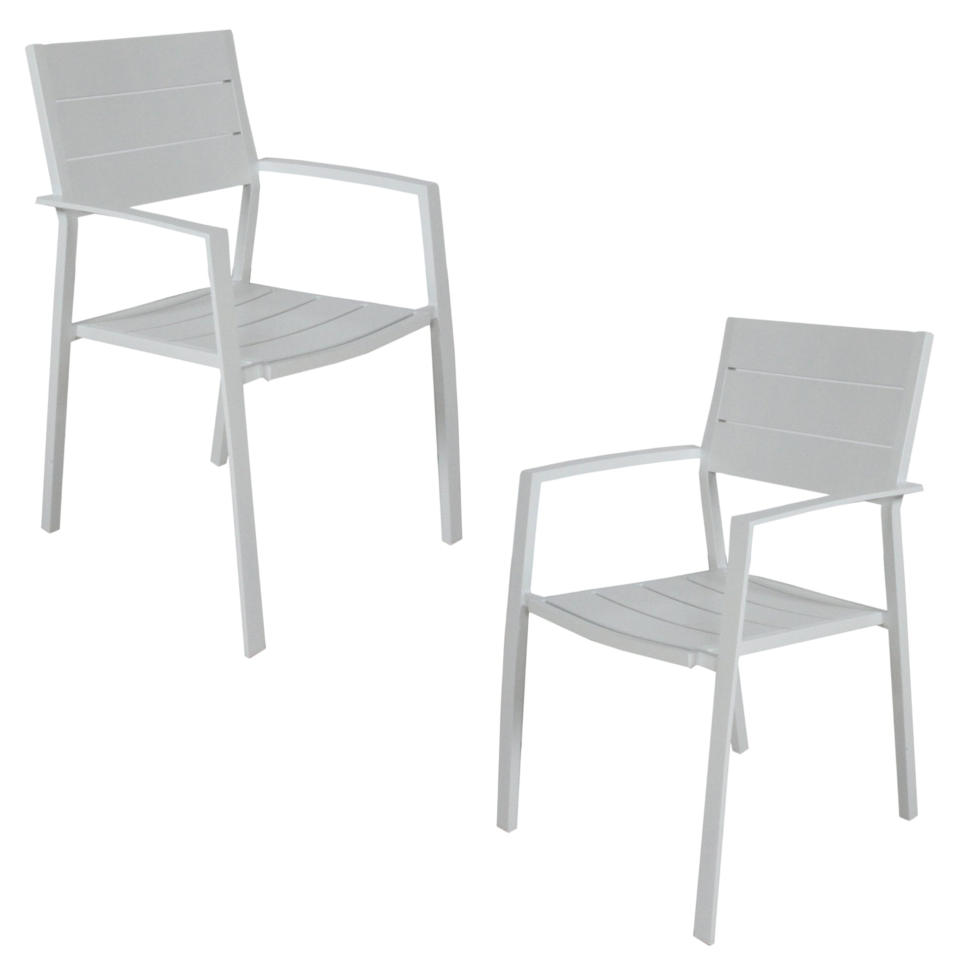 Percy 2pc Set Outdoor Dining Table Chair Aluminium Frame White - Cosy Abode